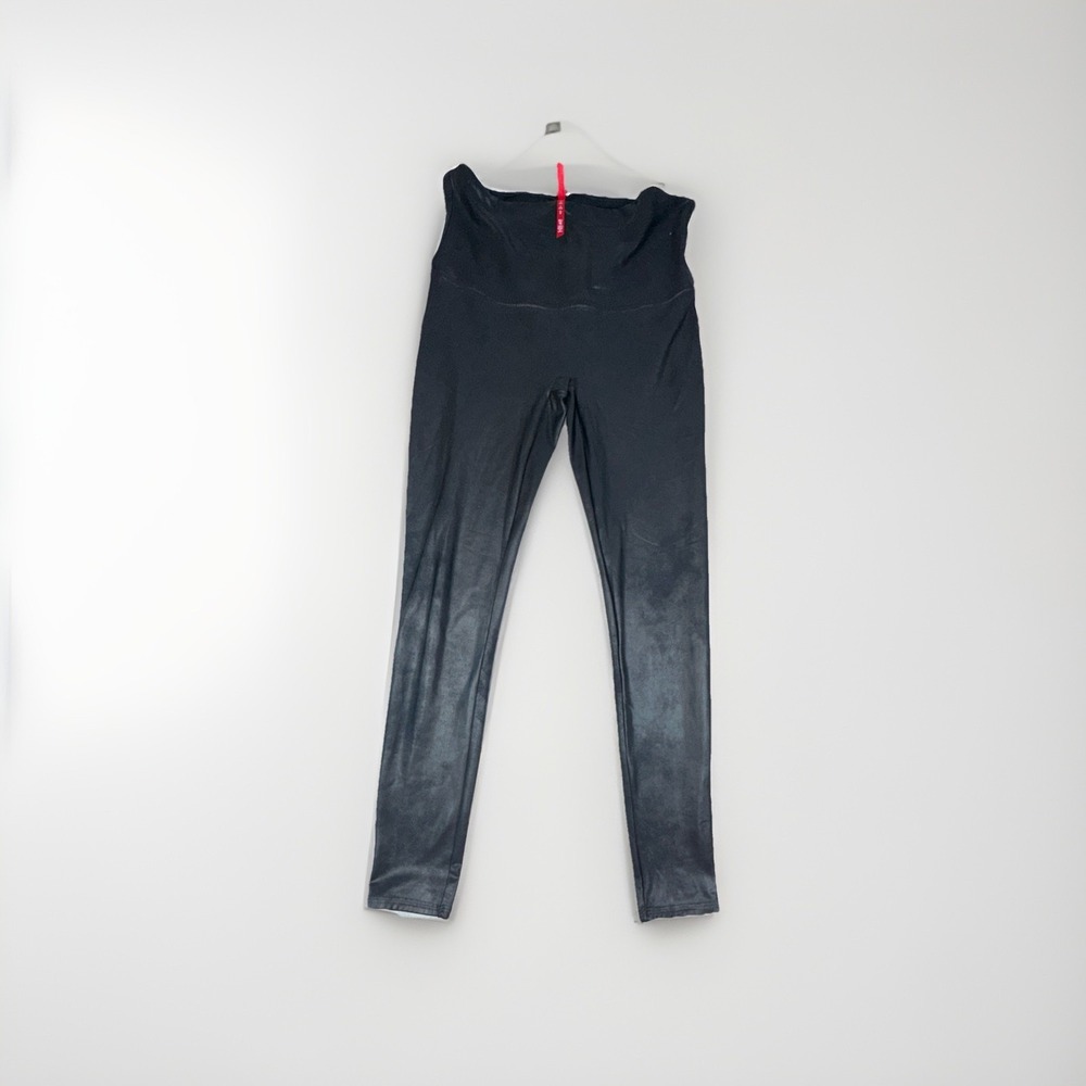 Womens Spanx High Waist Black SPANX leggings Shiny Large XL